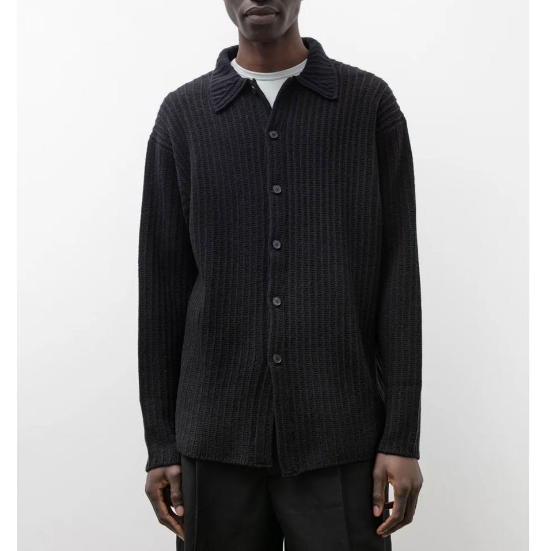 AURALEE ニットシャツ カーディガン stein A23SC01HA AURALEEのグレー キッドモヘア シアー ニットシャツ カーディガンが