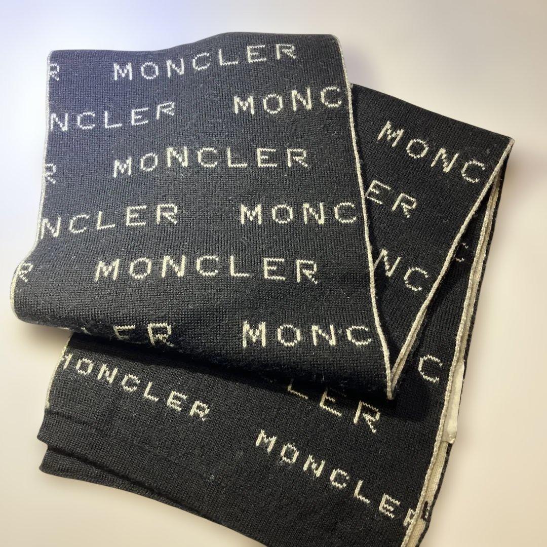 MONCLER モンクレール　ロゴ入りマフラー 黒/白 楽天市場】モンクレール マフラー ストール メンズ レディース