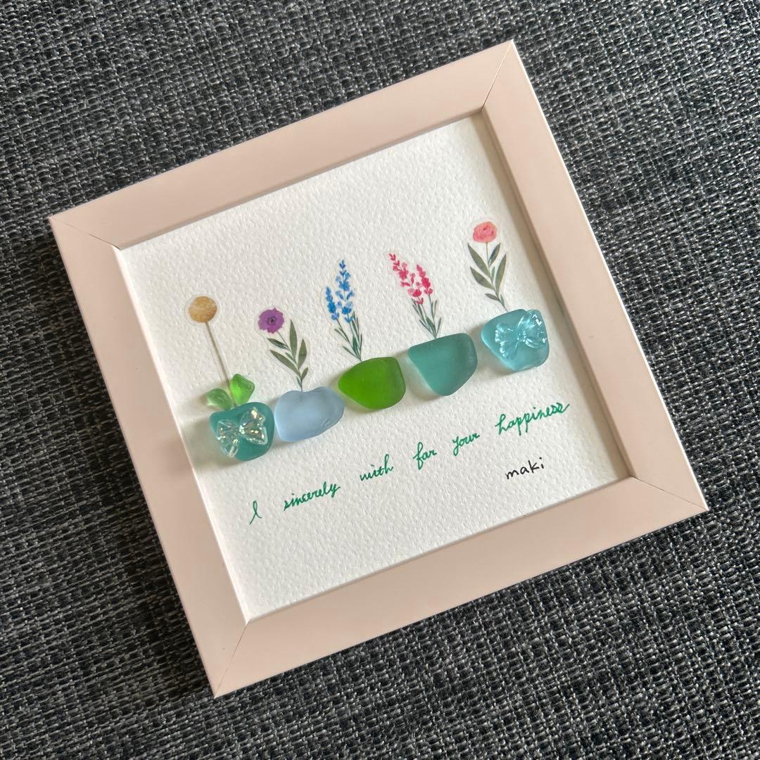 シーグラスアート flower♡ボタニカル風 ナチュラル - メルカリ