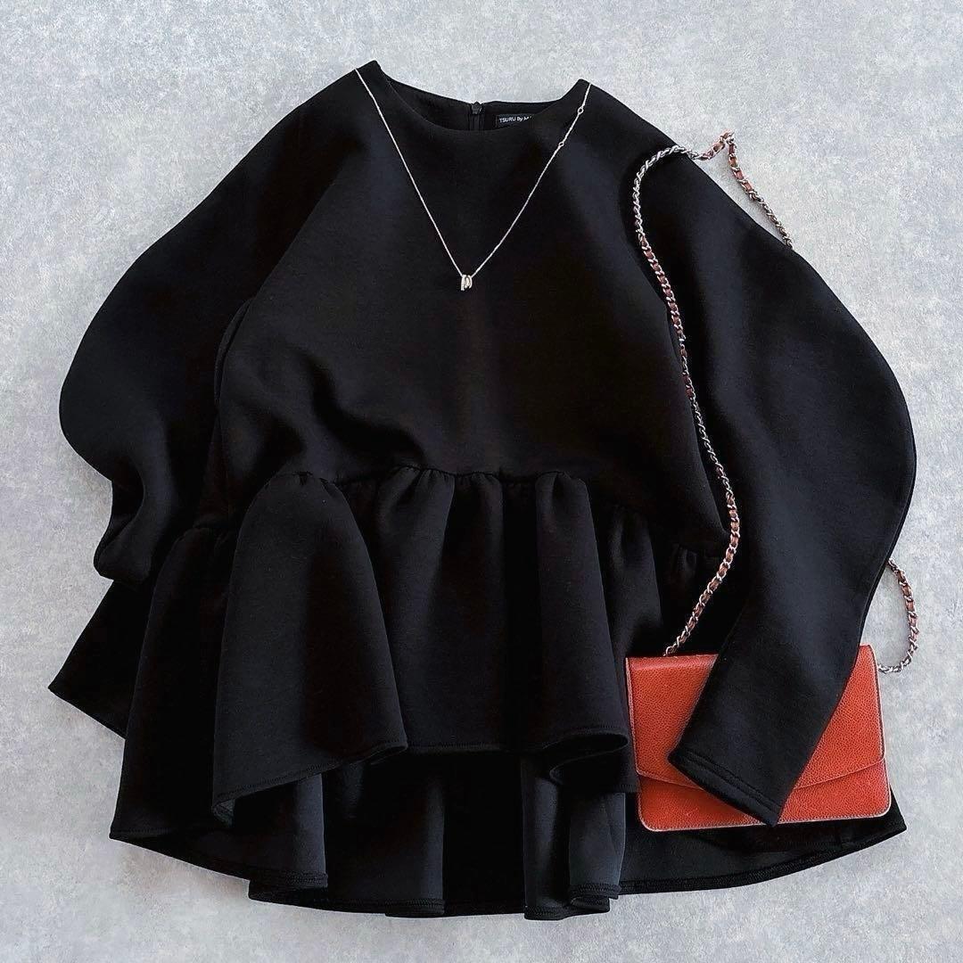 人気 ツルバイマリコオイカワ Kirillペプラムトップス キリル ブラック