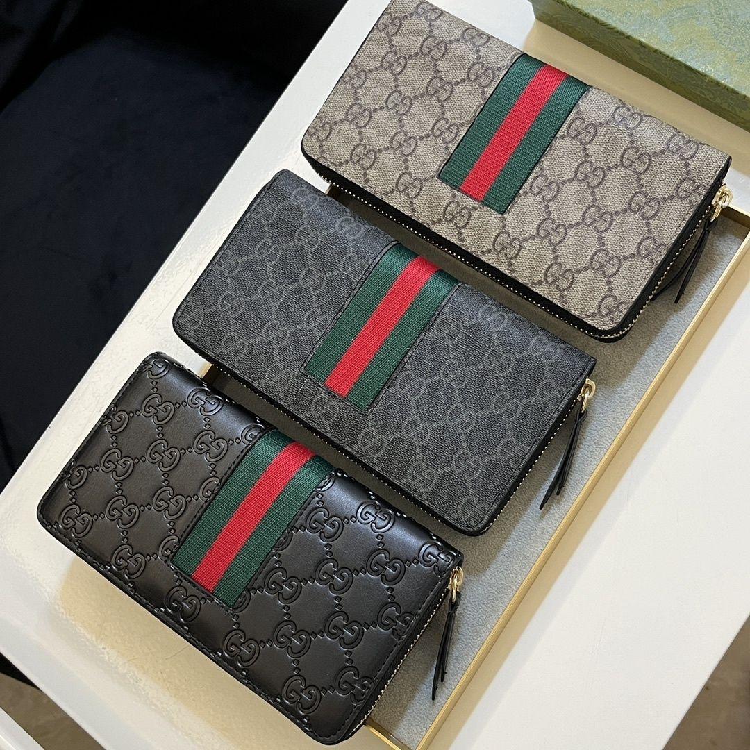 GUCCI ブラックレザー 長財布 GGパターン - メルカリ