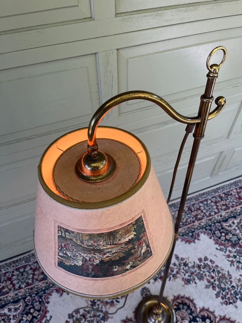 ぱせり様専用 真鍮フロアライトクラシック 狩猟画 ランプシェード