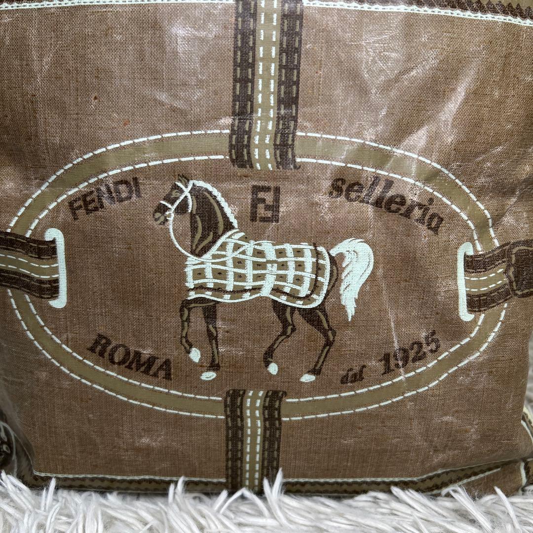 FENDI トートバッグ 馬柄 キーケース レザー ロゴ 水色 麻 セット