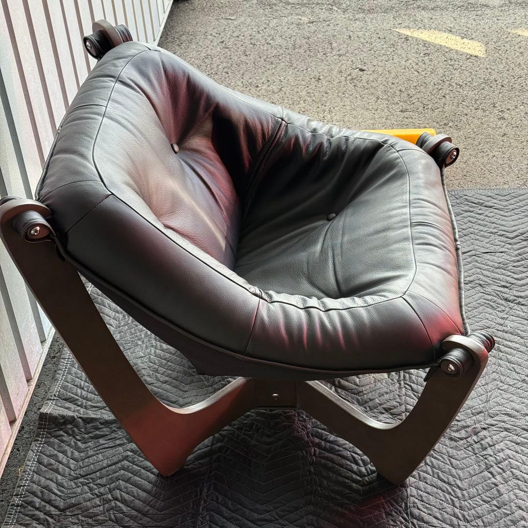 ギャラクシー ルナ ローバック パーソナルチェア 革張 ブラック 本革