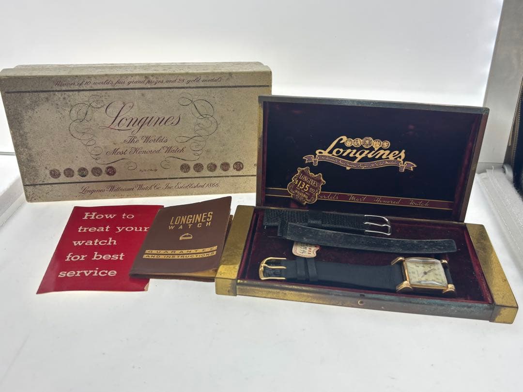 1424]LONGINES 手巻き時計 14k 箱付き