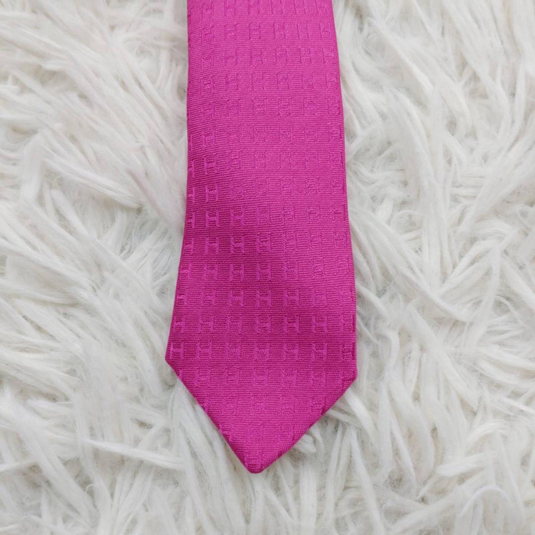 エルメス 高級シルクネクタイ ファソネ柄 ショッキングピンク - メルカリ