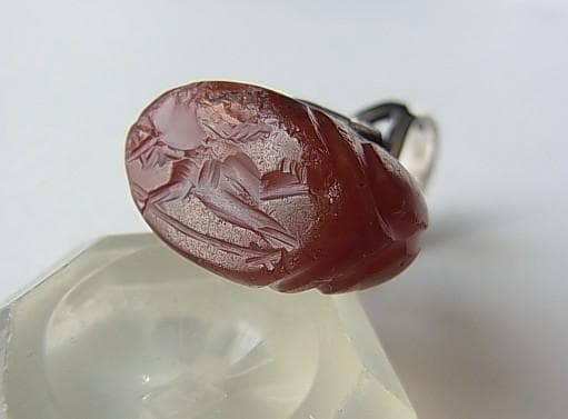 ☆Q2402☆13号 シルバー銀リング (A56) 古代 瑪瑙 印章 指輪