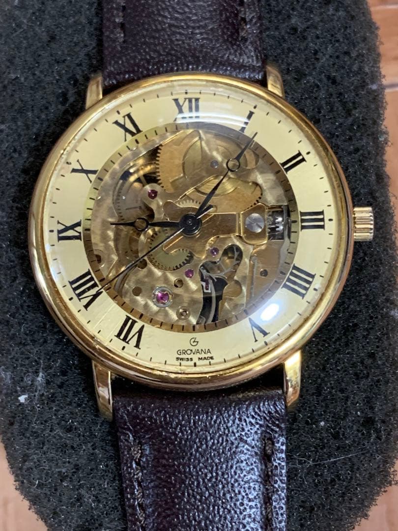 GROVANA / グロバナ swiss made スケルトン 手巻き腕時計 - メルカリ