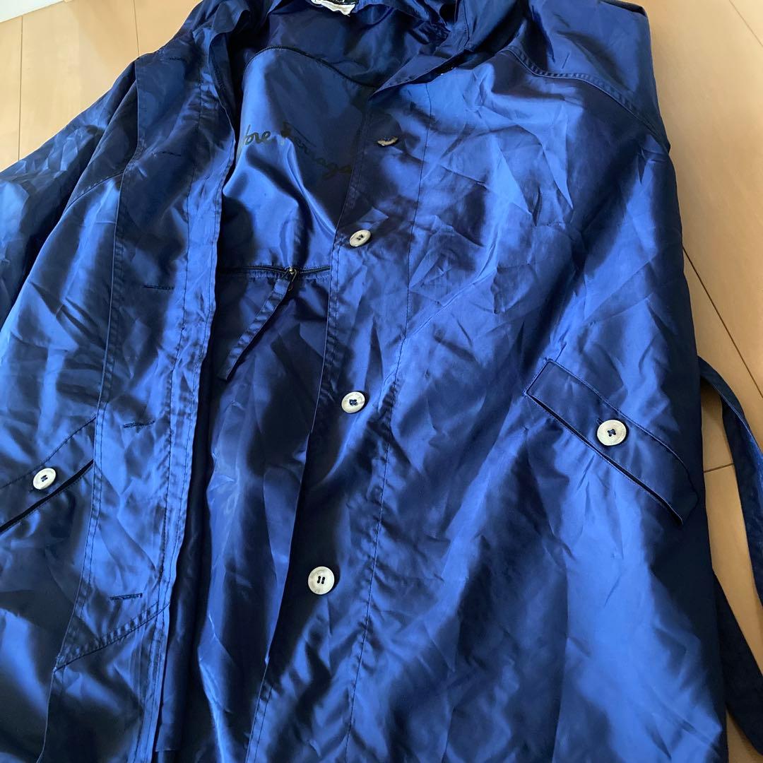 フェラガモ ネイビー パッカブル レインコート ベルト付きステンカラー