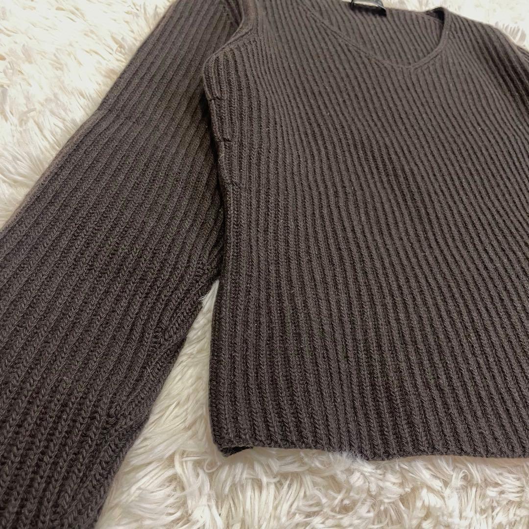PRADA カシミヤ混 Vネック リブニット セーター ブラウン サイズ40