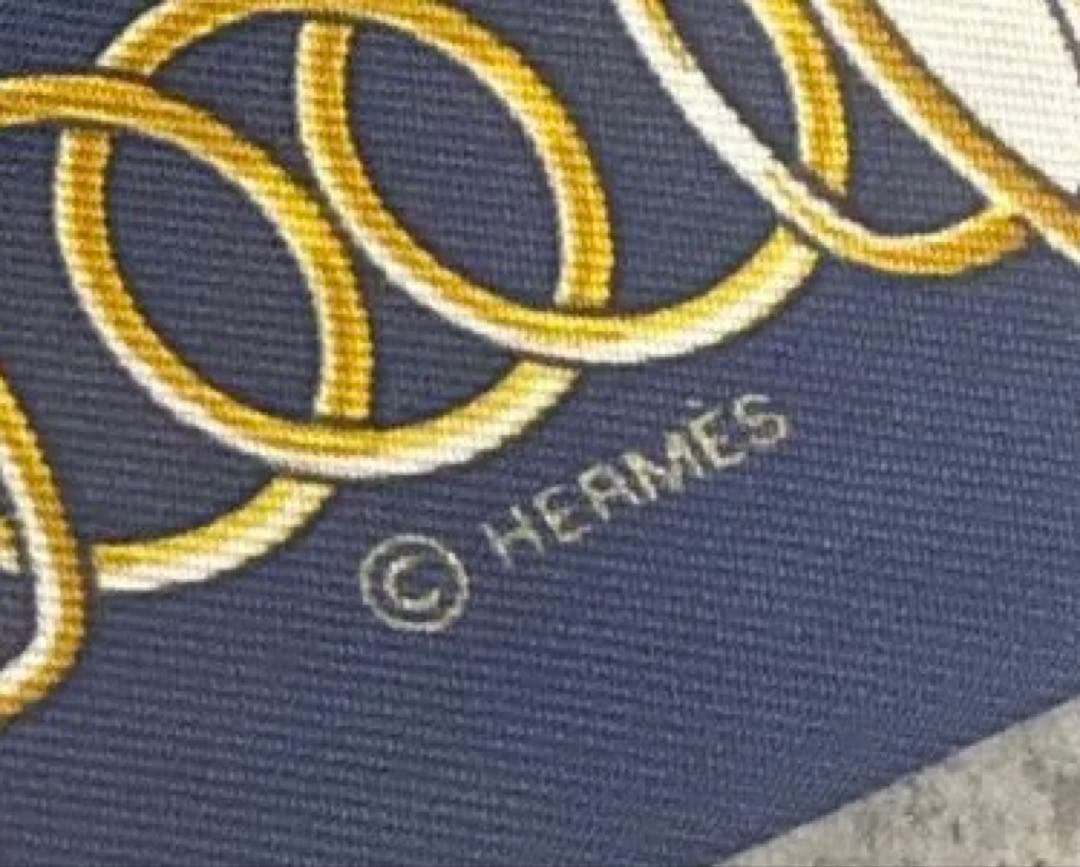 エルメス ツイリー リフトプロフィール ネイビー×ブラック スカーフ 美