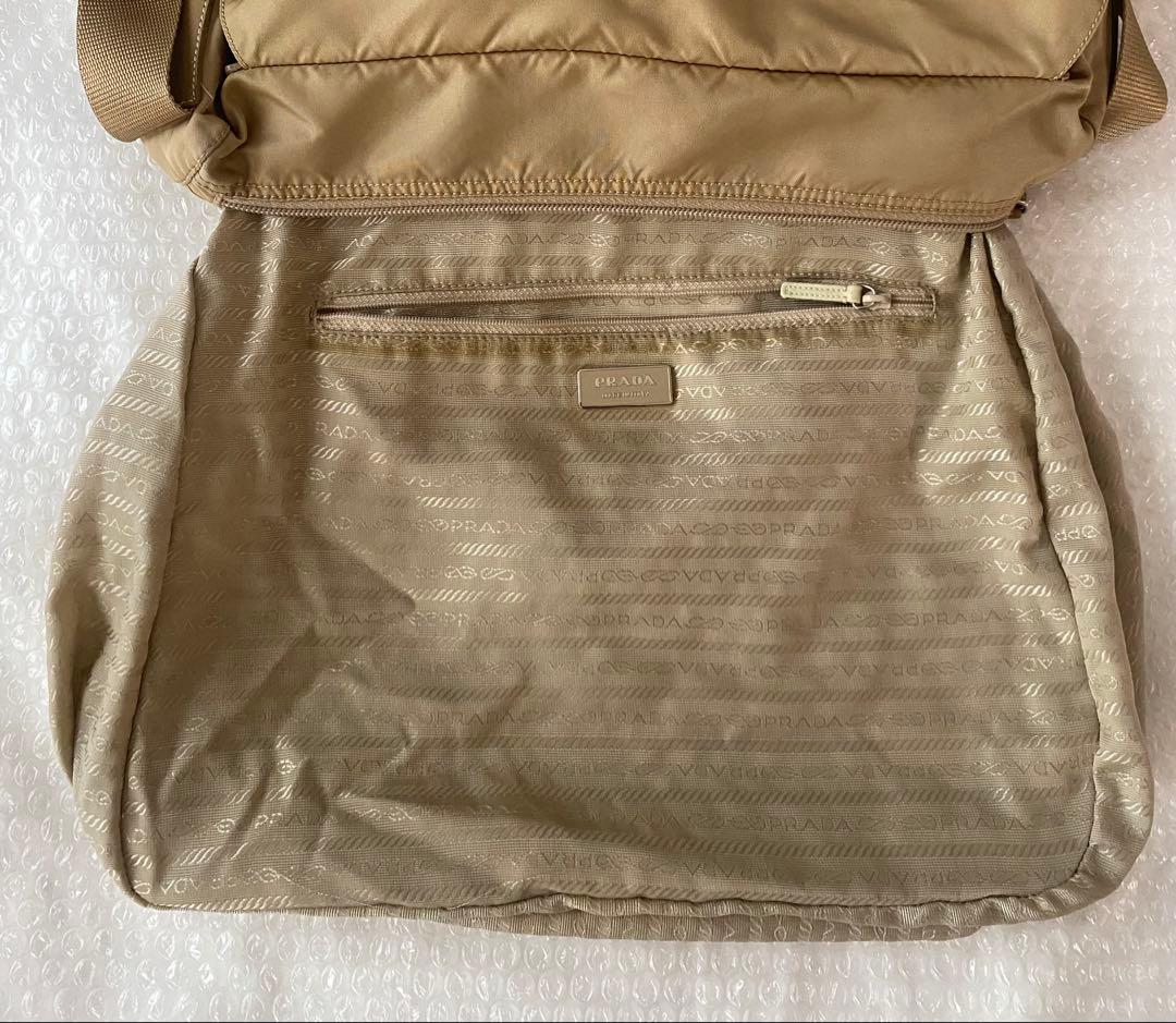 プラダ PRADA ショルダーバッグ 斜めがけ ナイロン ベージュ系 ビンテージ