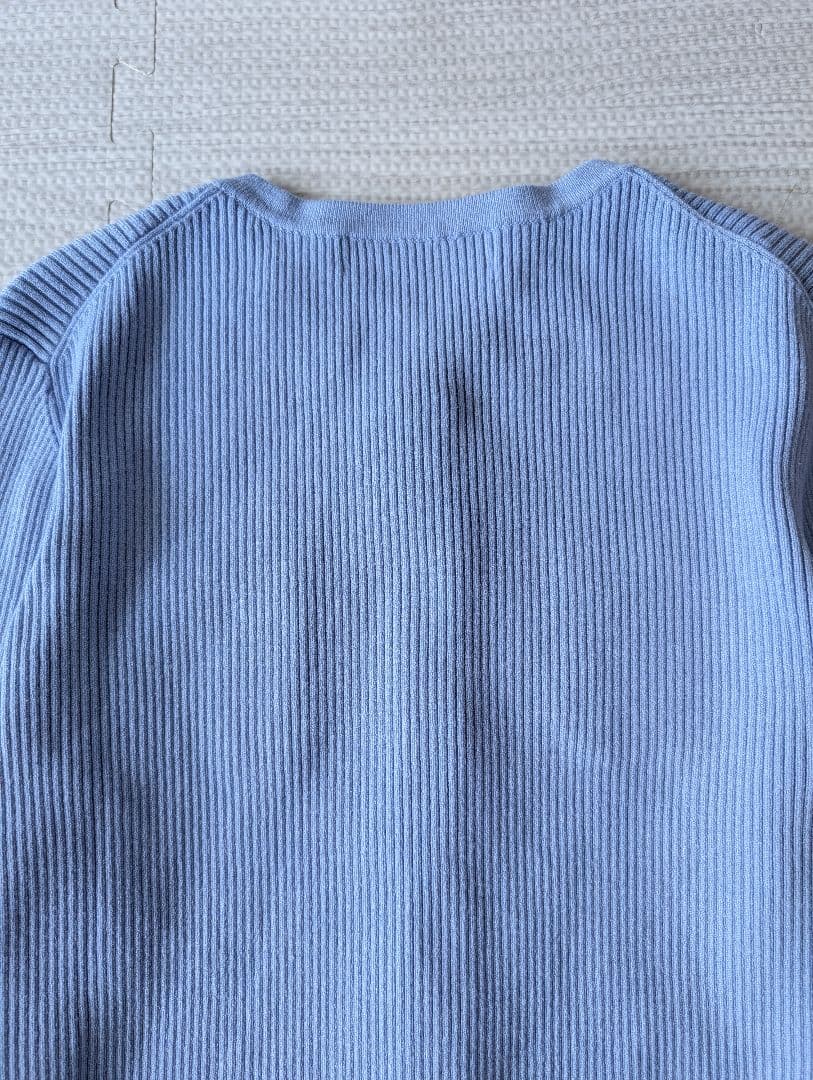 極美品セルフォード 2025 ロゴチャーム リブニットカーディガン ブルー