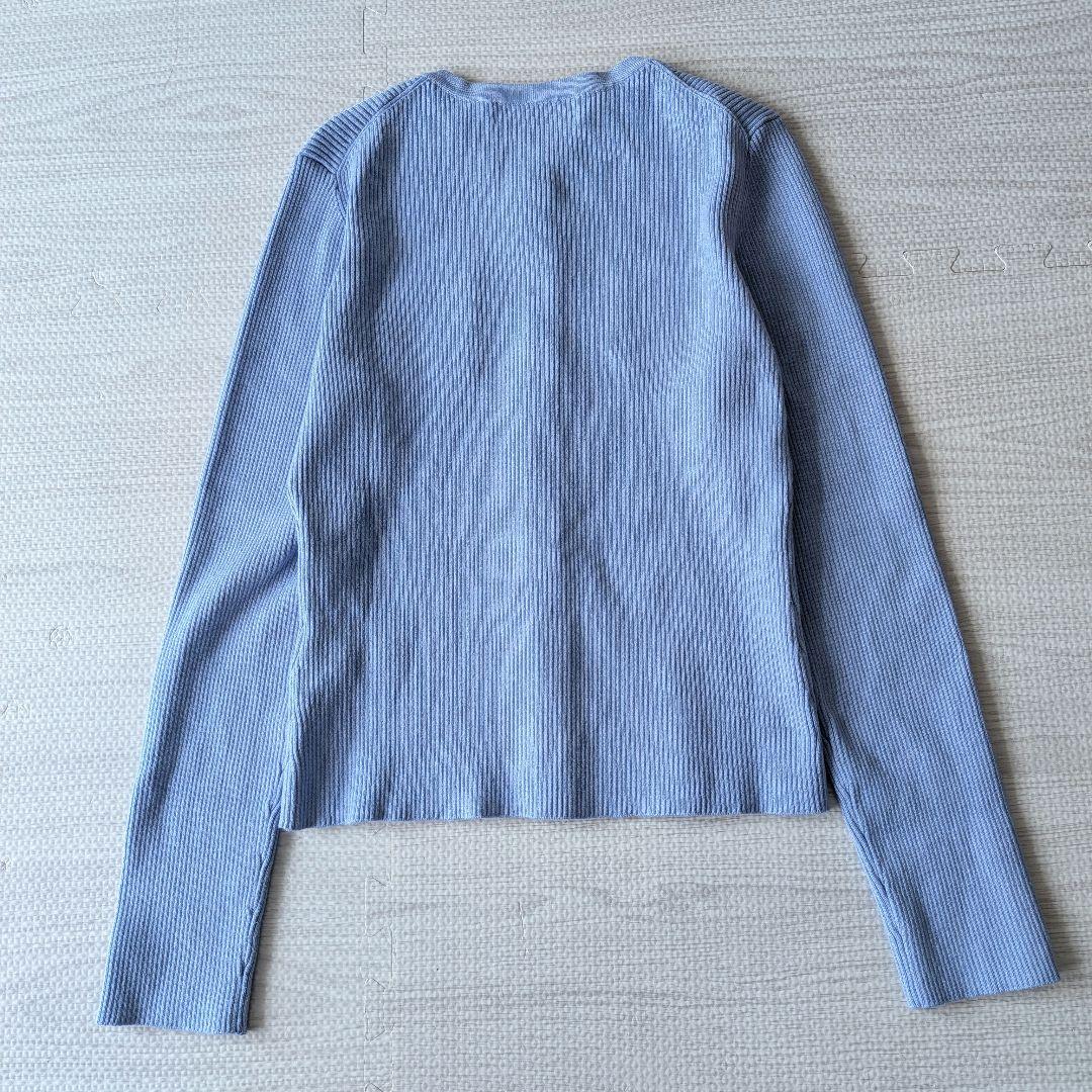 極美品セルフォード 2025 ロゴチャーム リブニットカーディガン ブルー