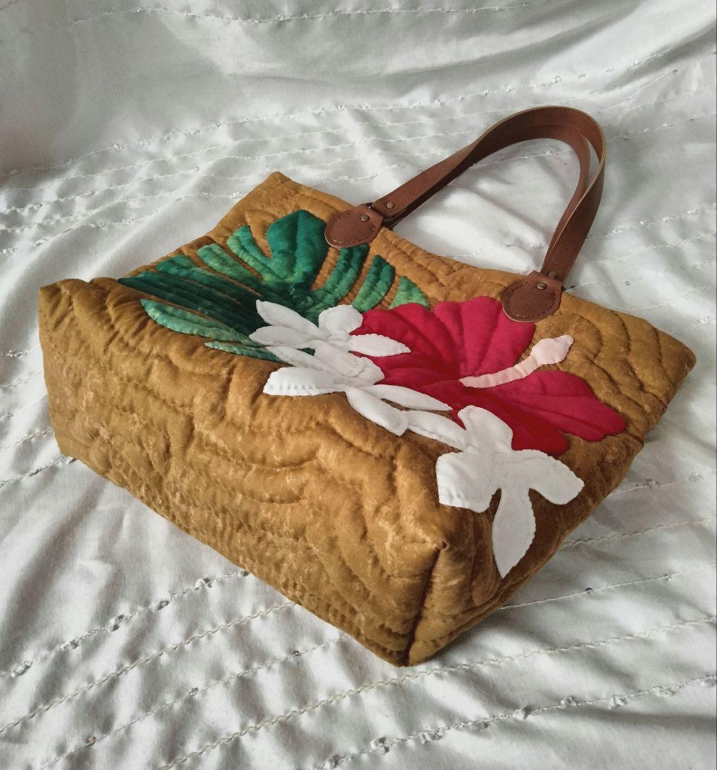 ☆254.ハワイアンキルト・バッグ・ハイビスカス＆プルメリア