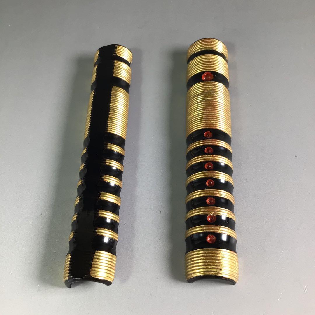 R664 香合 『北村葵春作』『木製』『内金地』『笛香合』 共箱 茶道具