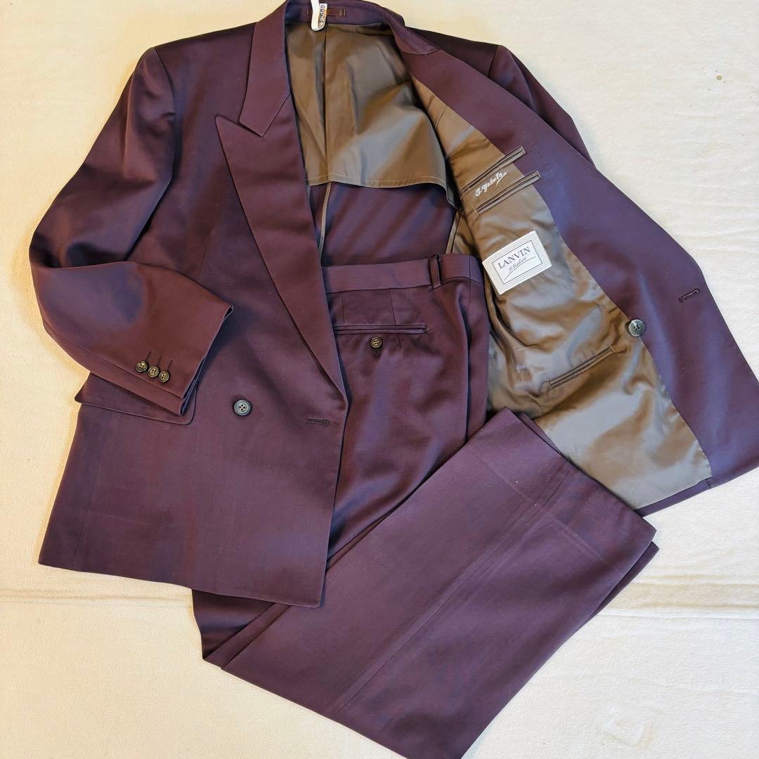 LANVIN スーツ ダークボルドー M 記名あり