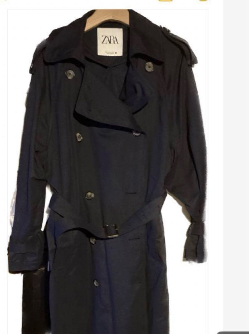 値下げ！ZARA☆ 美品☆トレンチ☆ネイビーベルト オーバーサイズ
