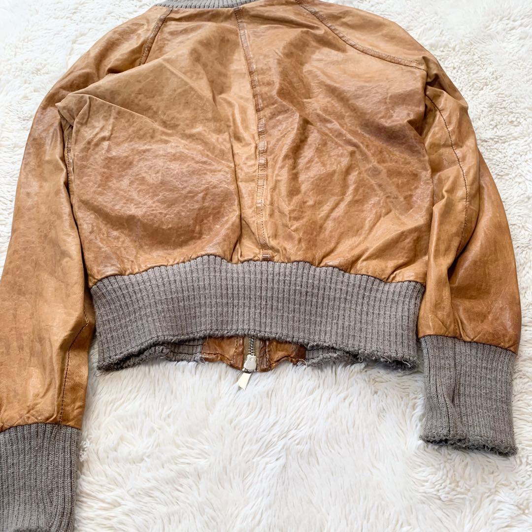 GIORGIO BRATO レザー ジャケット 袖リブ 鳥 42サイズ ブラウン - メルカリ