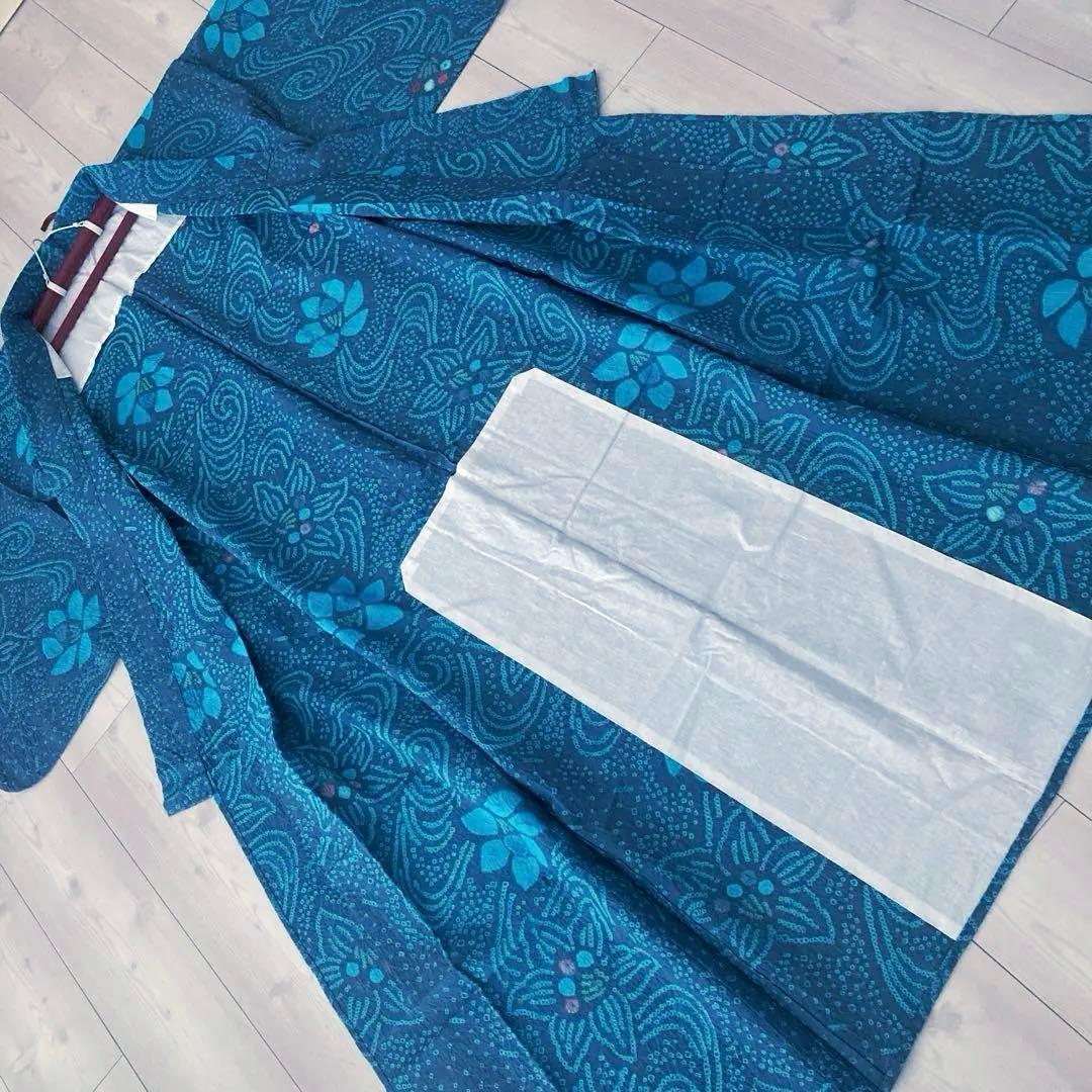 よりゆか様専用 有松絞り・有松鳴海絞り浴衣 グレー・ターコイズNo.7