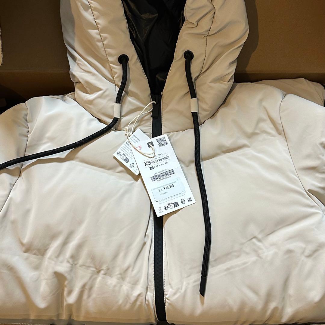 ZARA ウィンドプルーフフード付きロングラバー加工アノラック XS 新品