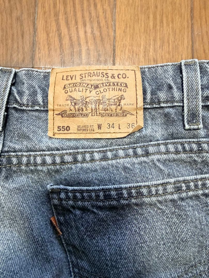 希少オレンジタブ】USA製 リーバイス 550 先染めブラック W34 L36