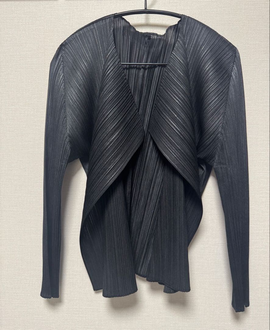 希少サイズ【４】　プリーツプリーズ　カーディガン　ブラック PLEATS PLEASE（プリーツ プリーズ） 良品 PLEATS PLEASE ISSEY MIYAKE