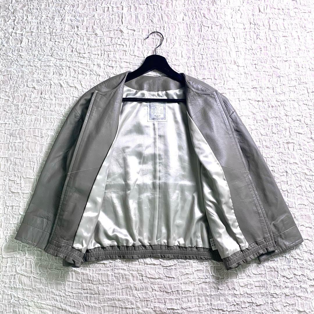 BEARDSLEY ビアズリー レザーブルゾン カーキ 羊革 - メルカリ