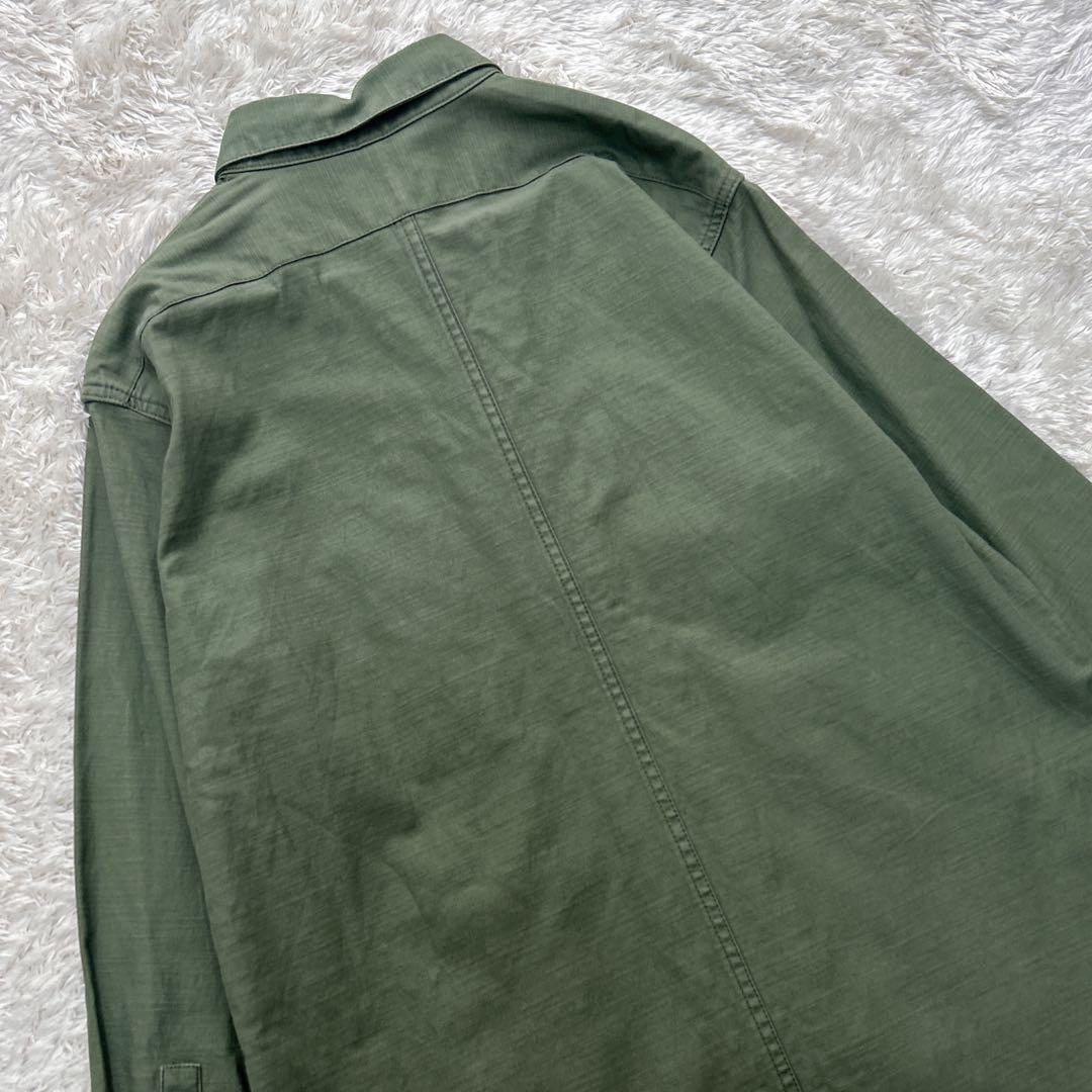 フレームワーク バックサテンミリタリーシャツ ワークシャツ カーキ