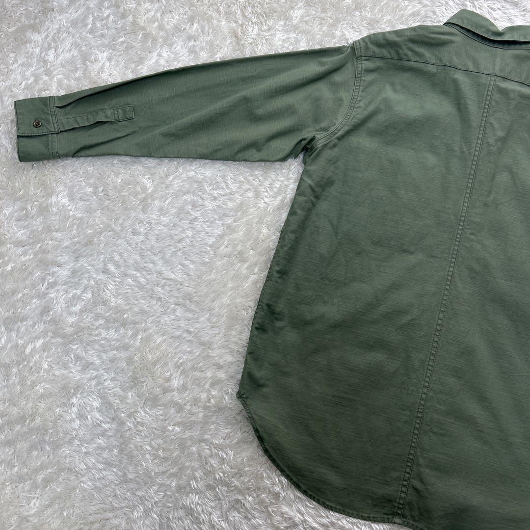 フレームワーク バックサテンミリタリーシャツ ワークシャツ カーキ