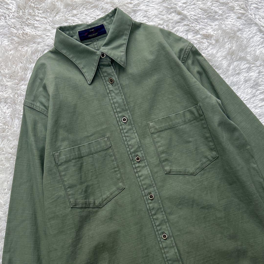 フレームワーク バックサテンミリタリーシャツ ワークシャツ カーキ