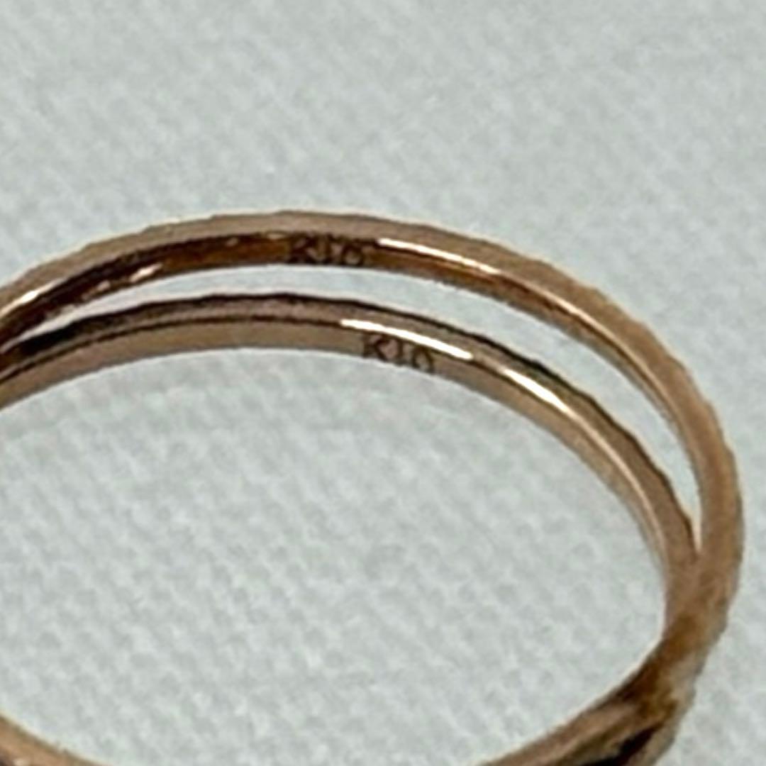 【新品未使用】K10 デザインリング 11号 0.91g 重ね付け 華奢リング