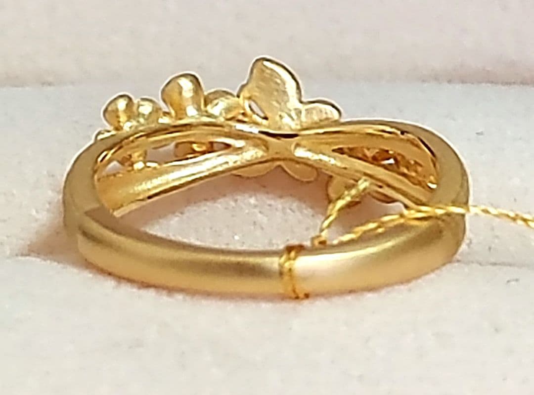 ☆新品☆プリマゴールドPRIMA GOLD 24K純金リング 〖花と蝶のダンス