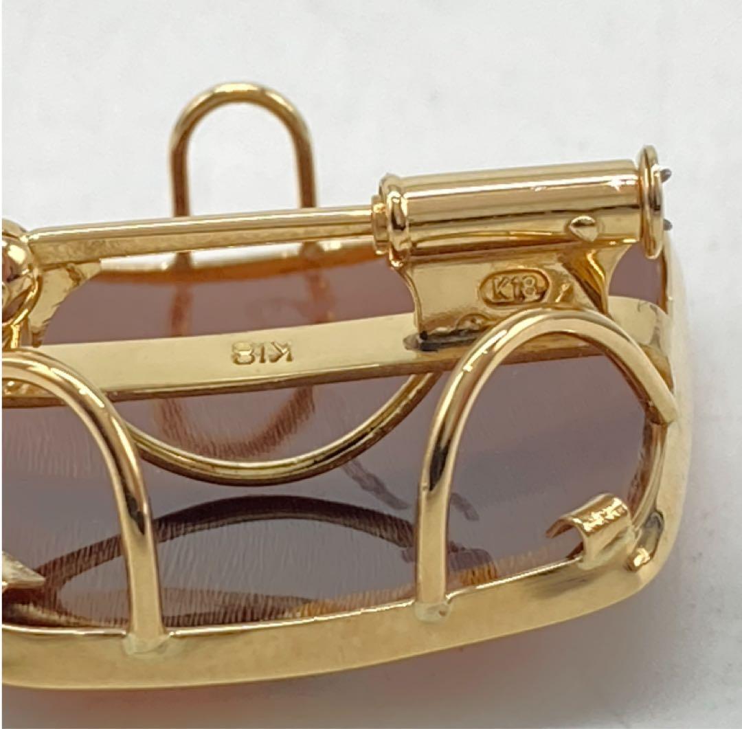 K18 カメオ ブローチ／ペンダントトップ - メルカリ