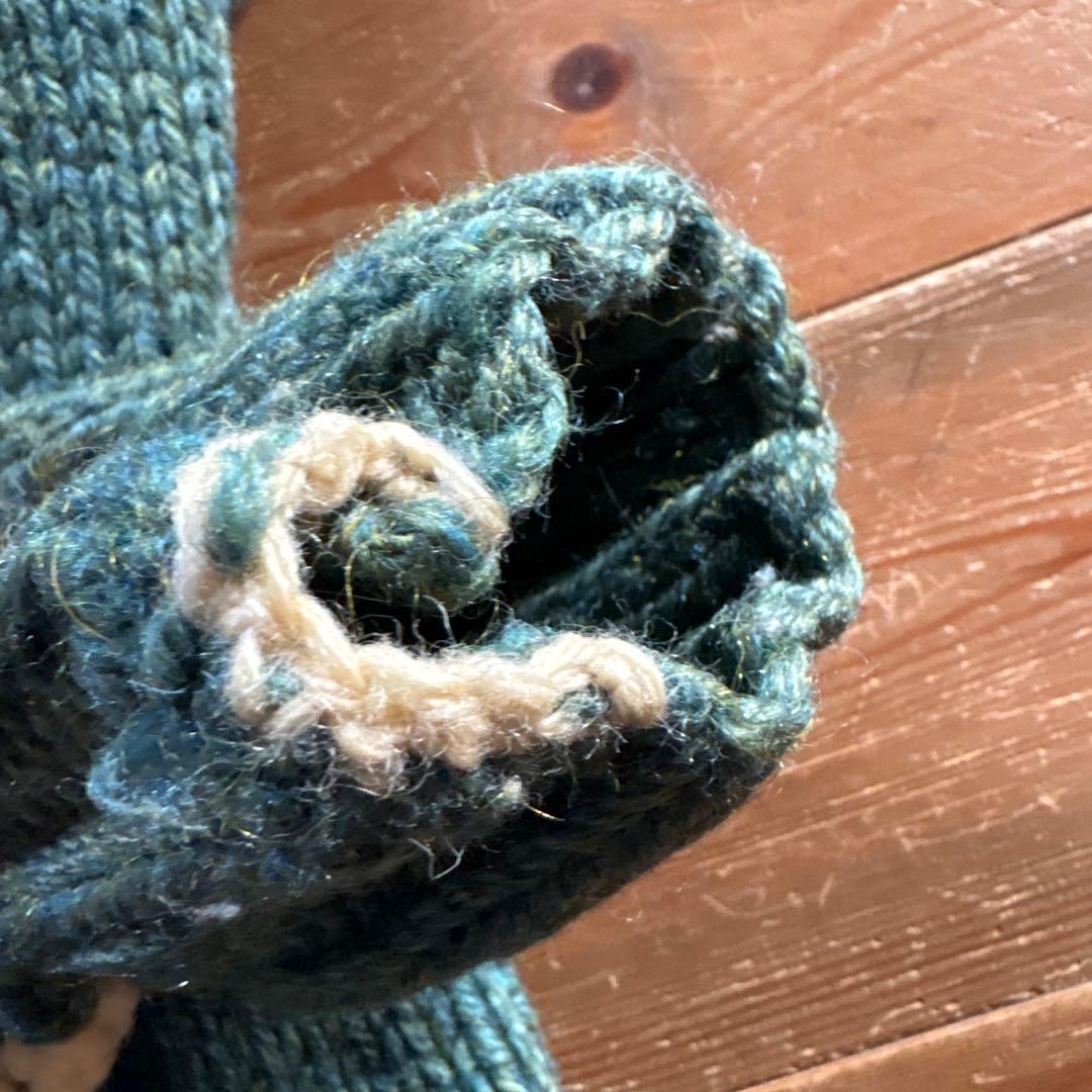 60sビンテージ】カウチンセーター 緑 メランジ アーガイル 雪 ノルディック