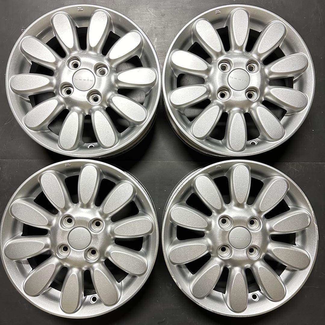 4本セット 14インチ HE33ラパンX 純正ホイール シルバー お花モチーフ