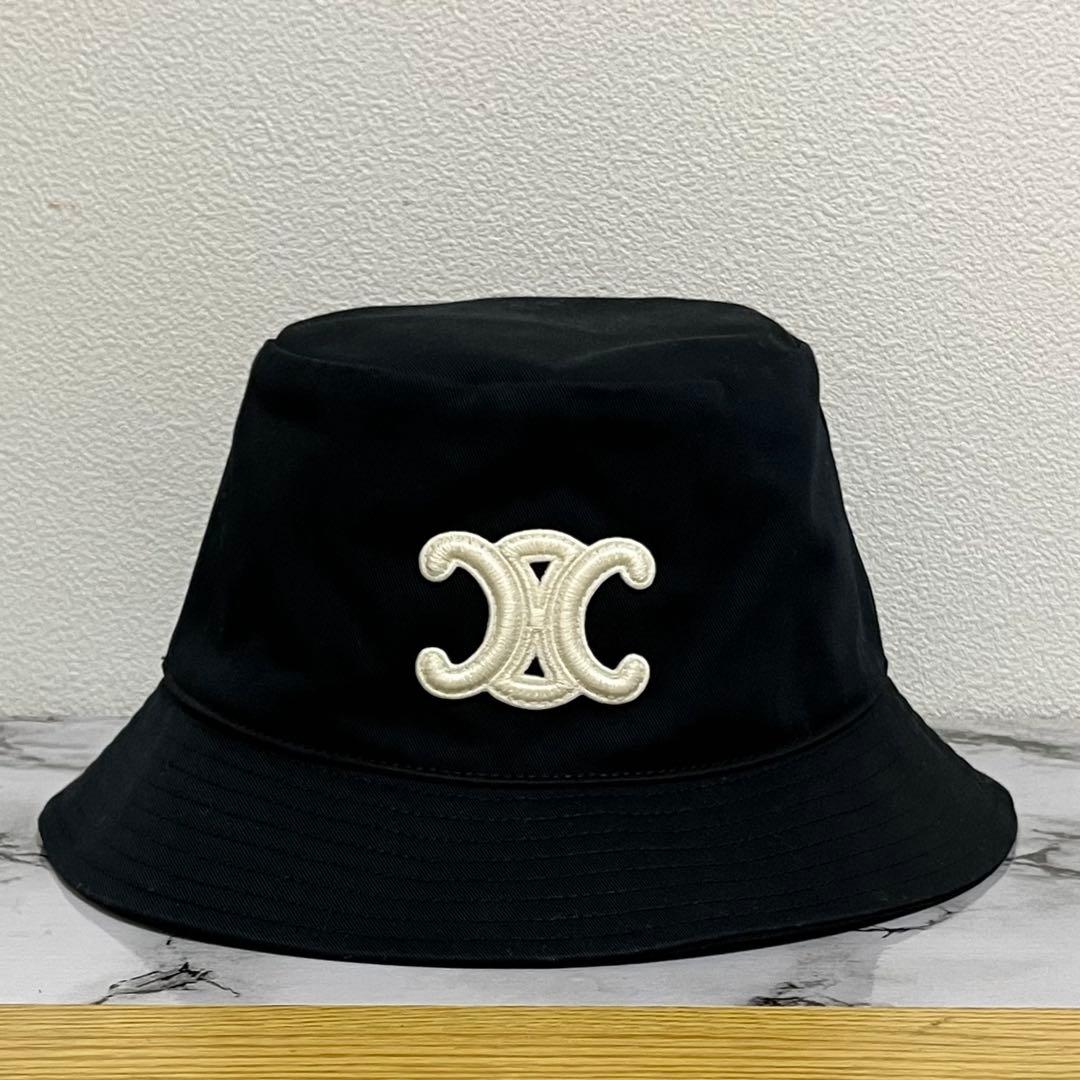 【最終値下げ】CELINE トリオンフ バケットハット ブラック Mサイズ セリーヌ トリオンフ クロシェ バケット ハット 帽子 バケハ (CELINE