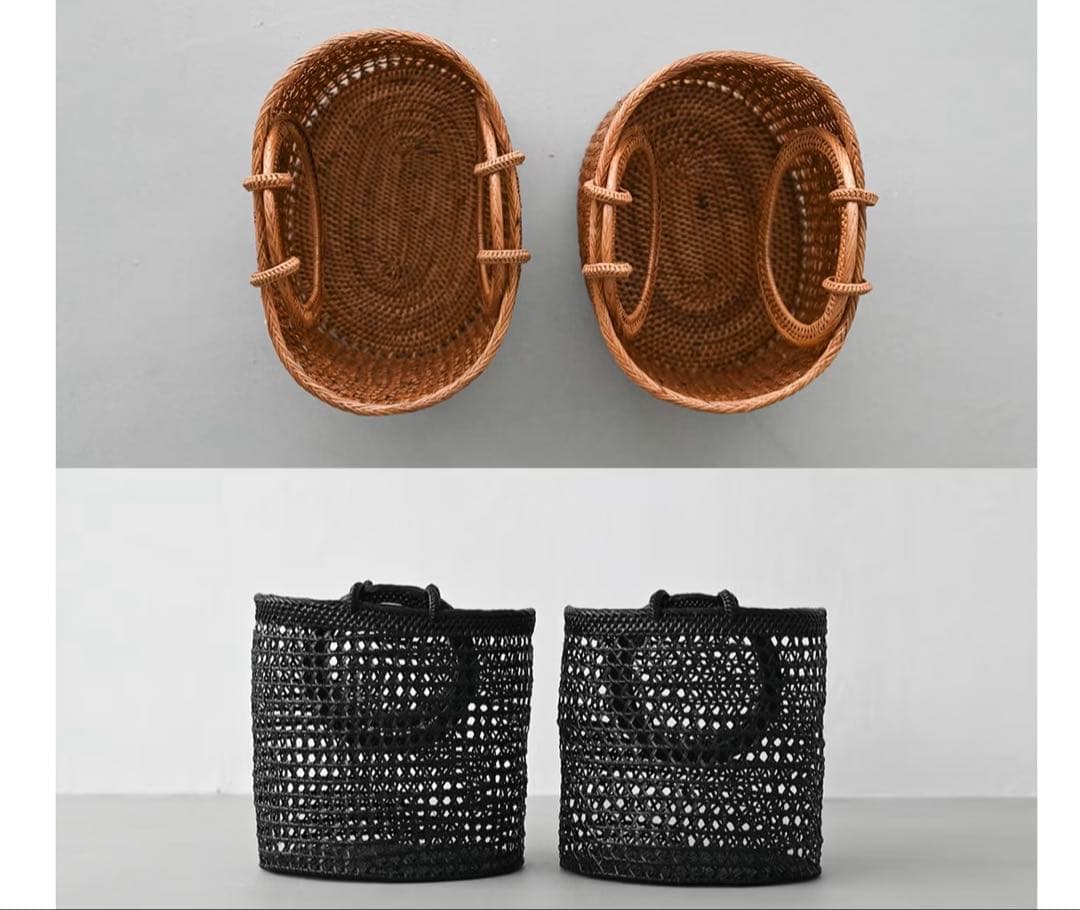 北欧、暮らしの道具店掲載hinthint / アタ素材の透かし編みカゴバッグ