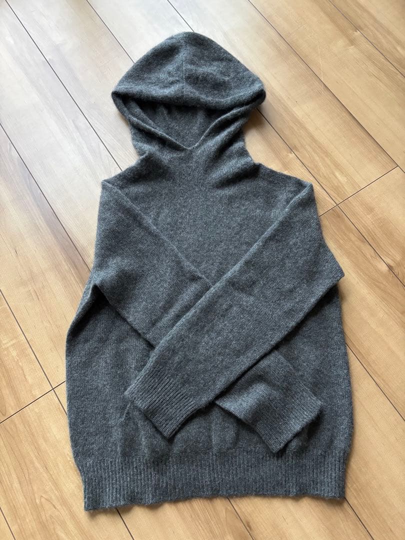 evam eva エヴァムエヴァ カシミア フーディーパーカー チャコール