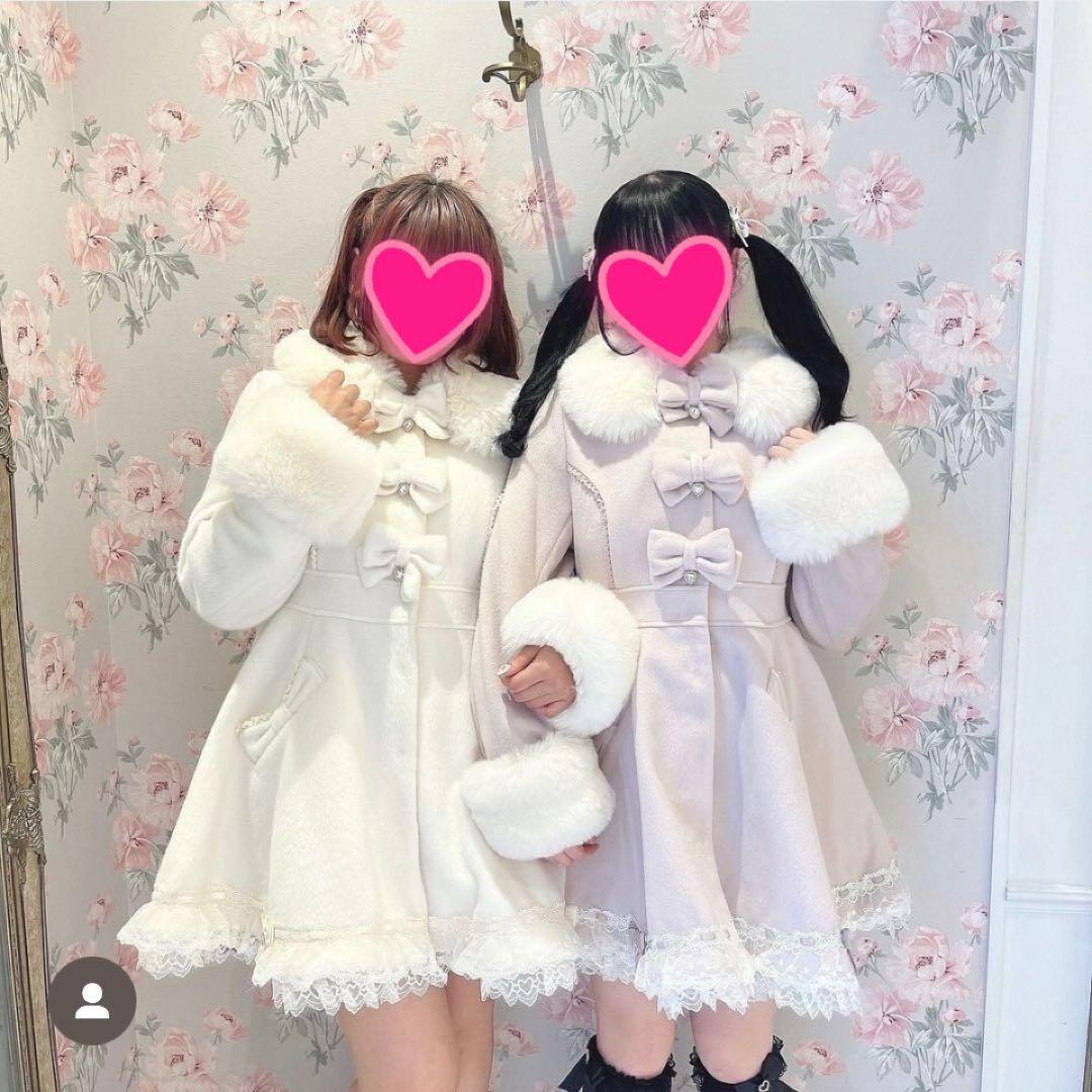 お取り置き♡タグ付♡バックティアードリボンコート♡ホワイト♡姫かわ