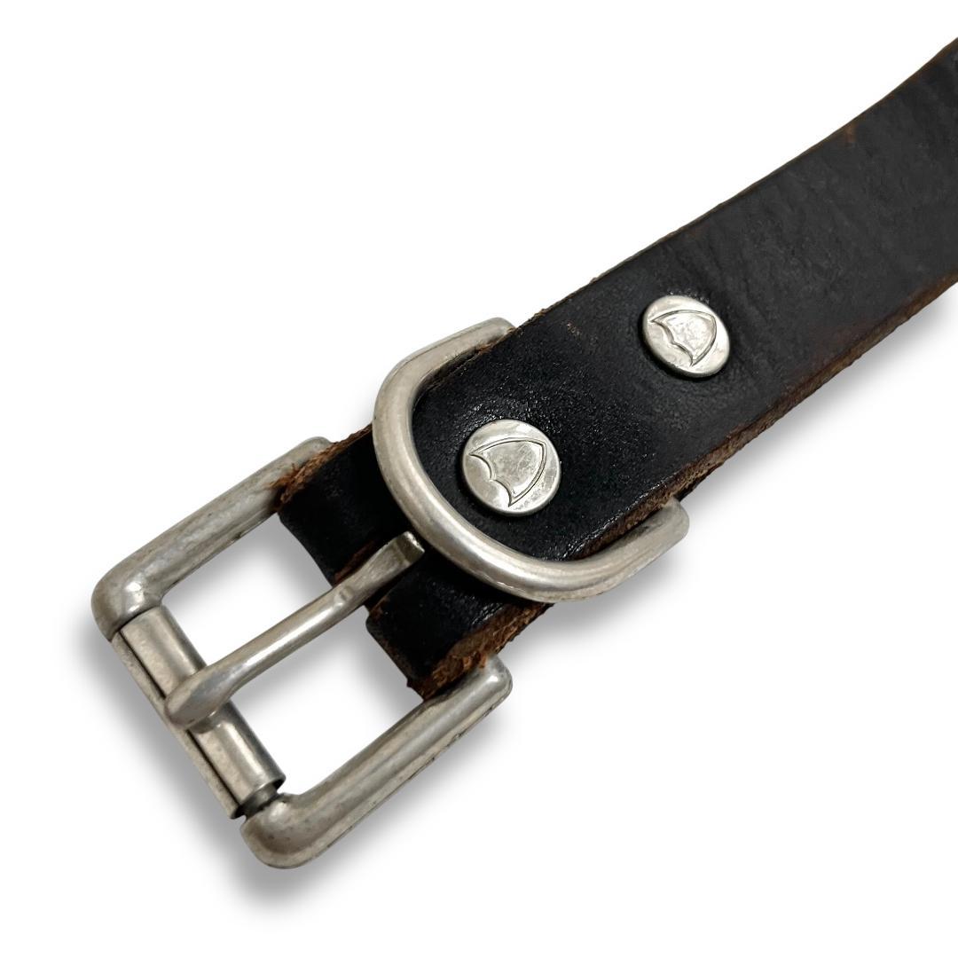 HTC 2連ピラミッド スタッズ ナローベルト レザーベルト 34 - メルカリ