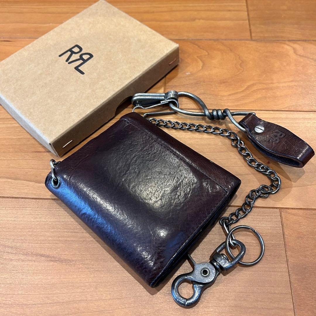 希少 正規品 RRL コンチョ レザー チェーン ウォレット レザー キー