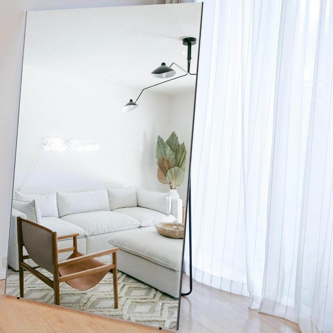 【美品】スタンドミラー 壁掛け 割れない鏡 幅100cmx160cm 黑色 4番 楽天市場】10%クーポン8-11日☆ スタンド付き 超軽量 割れない鏡 全身