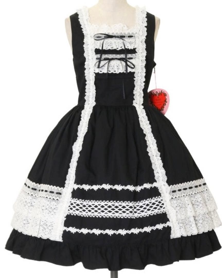 baby Lace Frill レースフリルジャンパースカート 黒 オフ白 - メルカリ