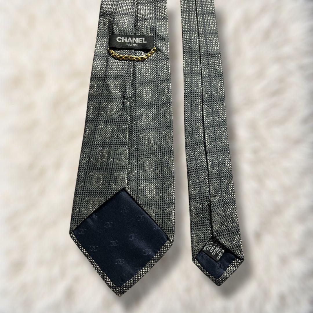 未使用級✨】シャネル 総柄 ココマーク柄 金チェーン ジャガード グレー