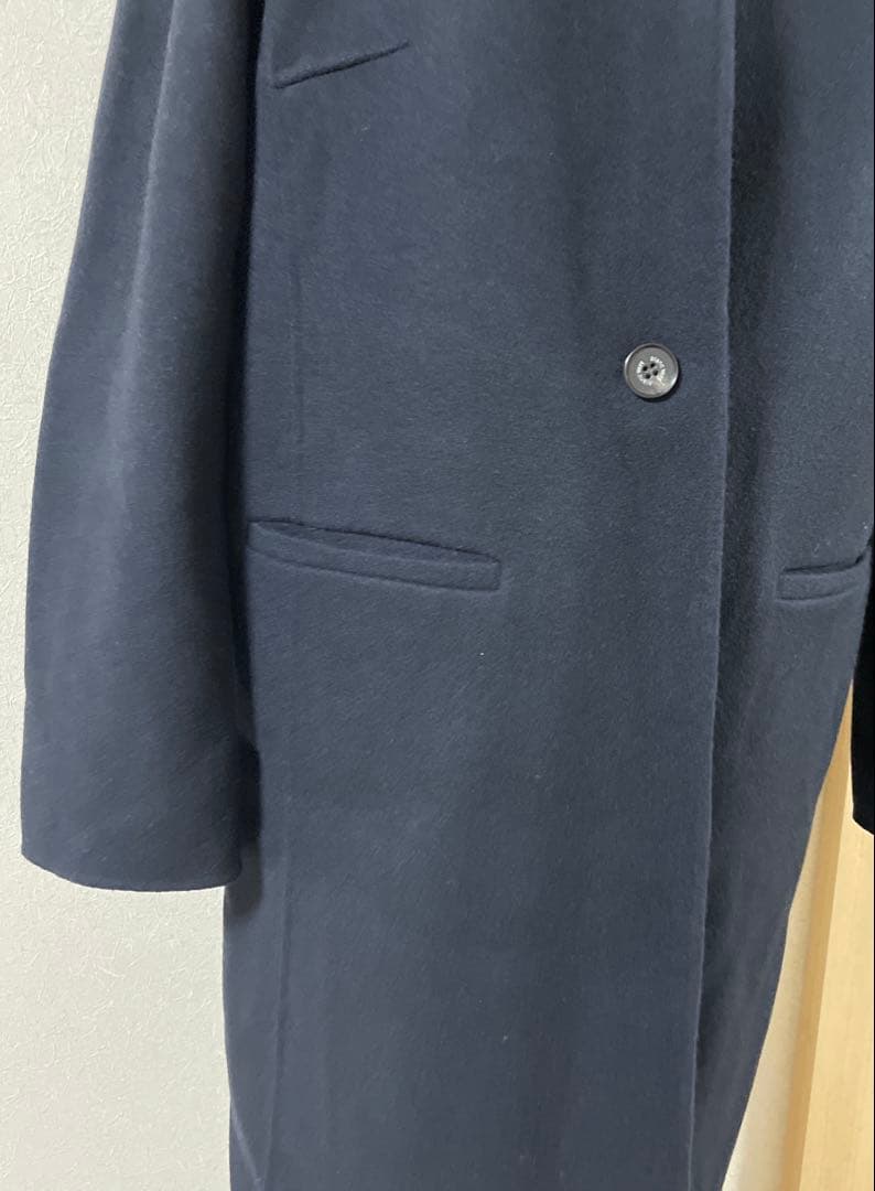 お値下げ‼️ブランベール ネイビー チェスターコート 襟ボールチェーン