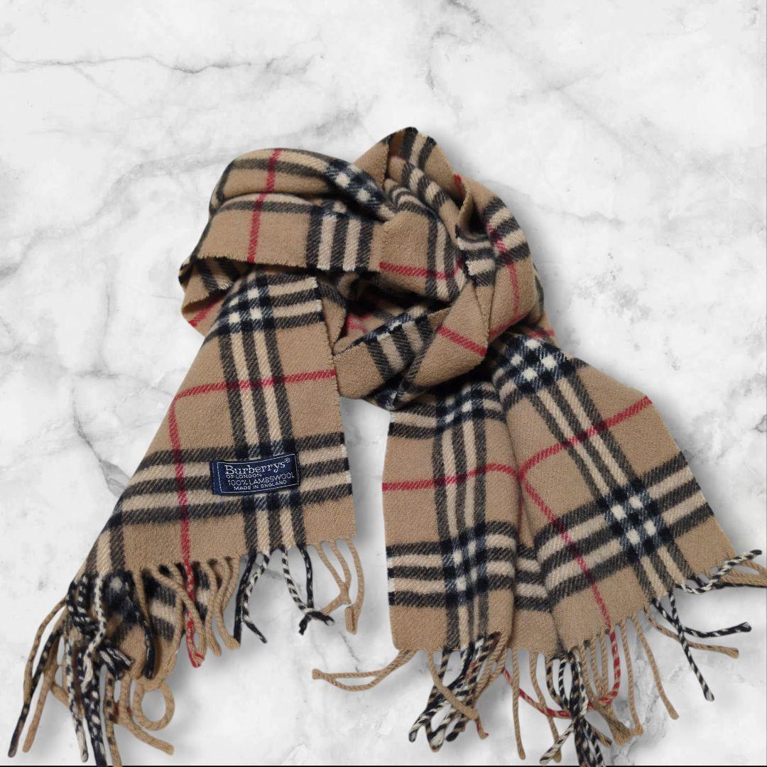 美品✨バーバリー マフラー ノバチェック 英国製 ラムウール - メルカリ