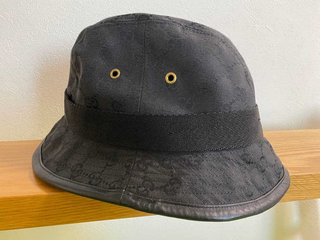 最終値下げ！】【レア！ヴィンテージ】GUCCI ハット モノグラム 黒