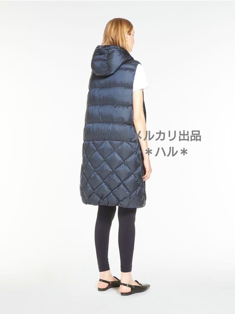 Max Mara フーディリバーシブルテクニカルダウン ロングジレ ネイビー