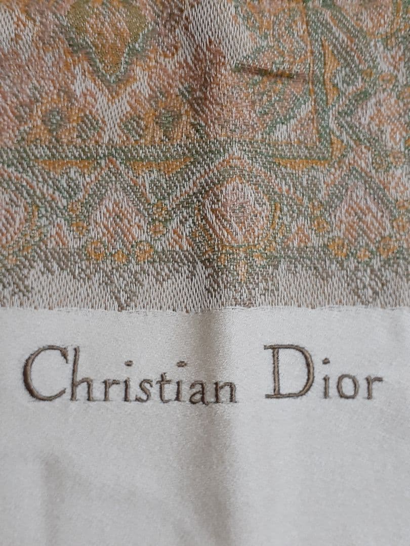 ディオール 大判ストール 124×126 カーキ系